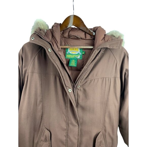 Women’s Cabela's Long Brown Trench Coat Size M - Picture 3 of 8